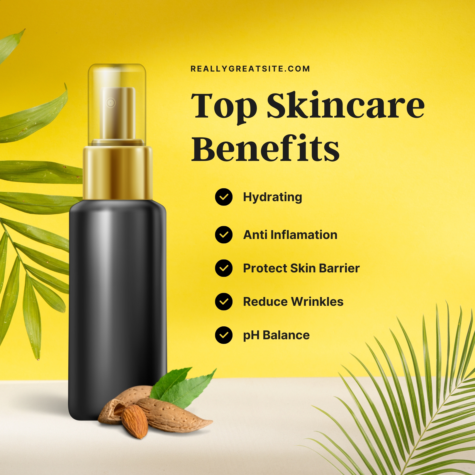 Modern Nature Yellow Skincare Product Feature Benefits List Instagram Post